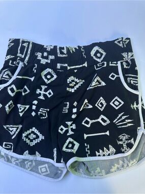 Black Athletic Shorts with White Geometric Pattern